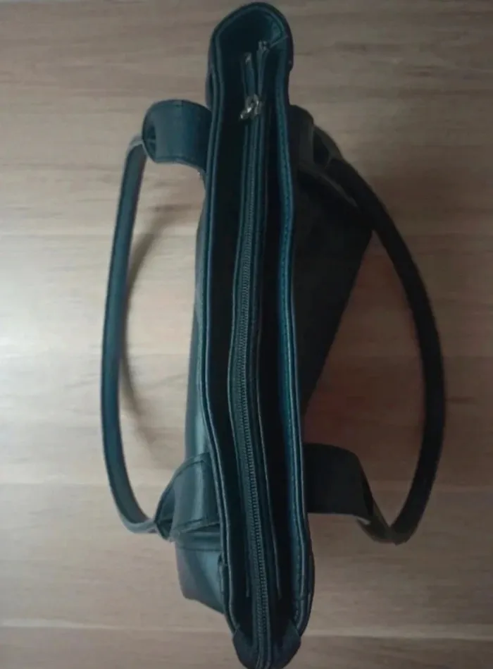 Sac en cuir de veau noir - Texier 30 x 20 cm poches multiples - photo numéro 5