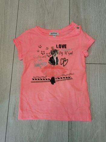 T shirt fille 9/12mois rose 3 pommes