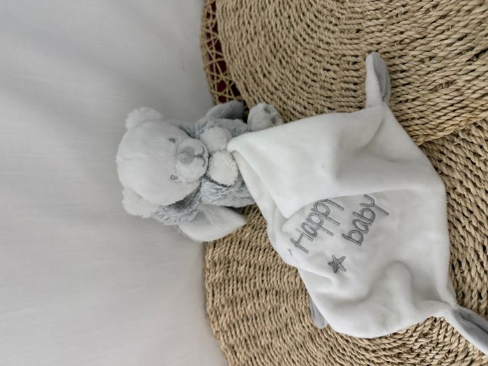 Prémaman Doudou plat en velours avec peluche lapin - photo numéro 2
