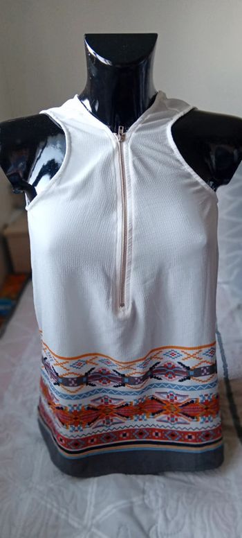 Haut épaules dénudées avec fermeture motif ethnique crème femme S it hippie