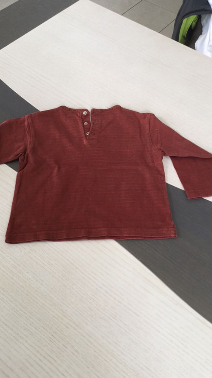 Tee shirt bordeaux rayé 24m - photo numéro 4