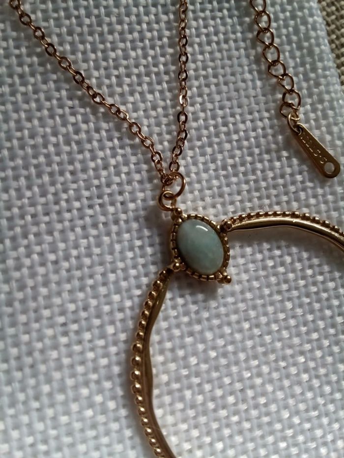 Collier bohème anneau et pierre d'amazonite - photo numéro 4