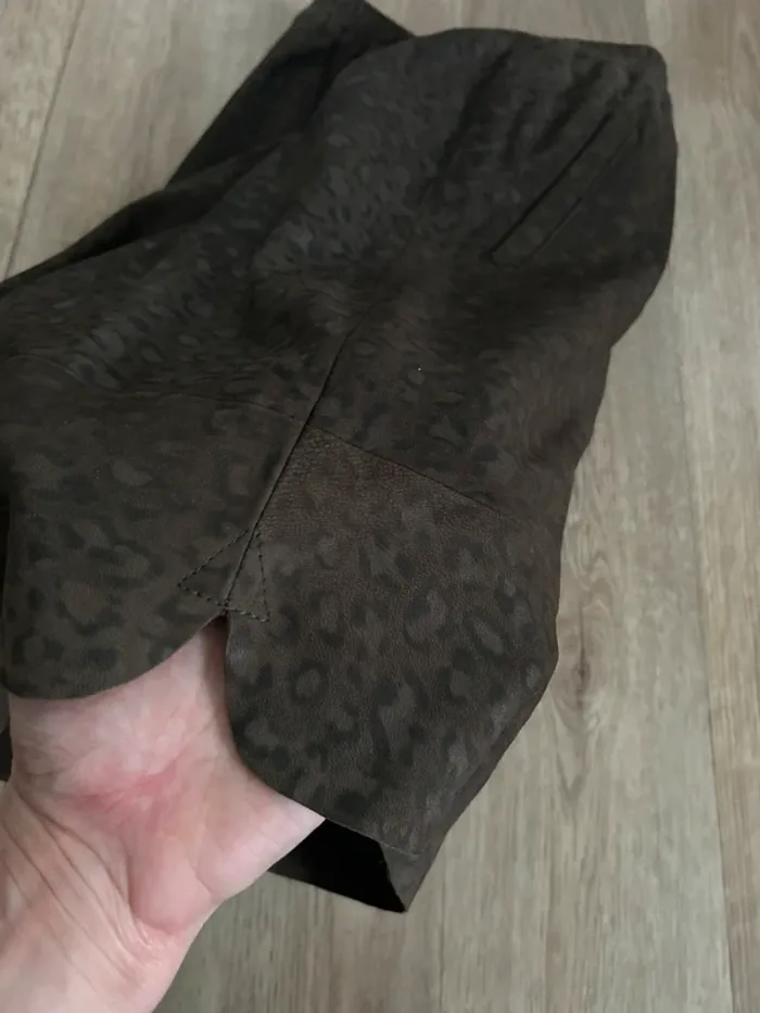Coster, Copenhagen jupe en Suède, marron, imprimée, léopard, femme, taille 36 - photo numéro 5