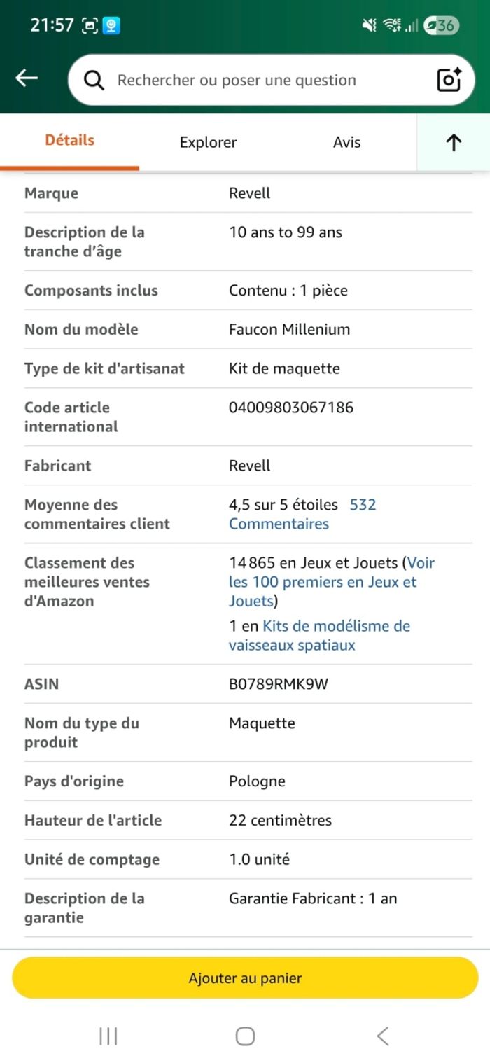 Maquette Revell - Star Wars Faucon Millenium - photo numéro 8
