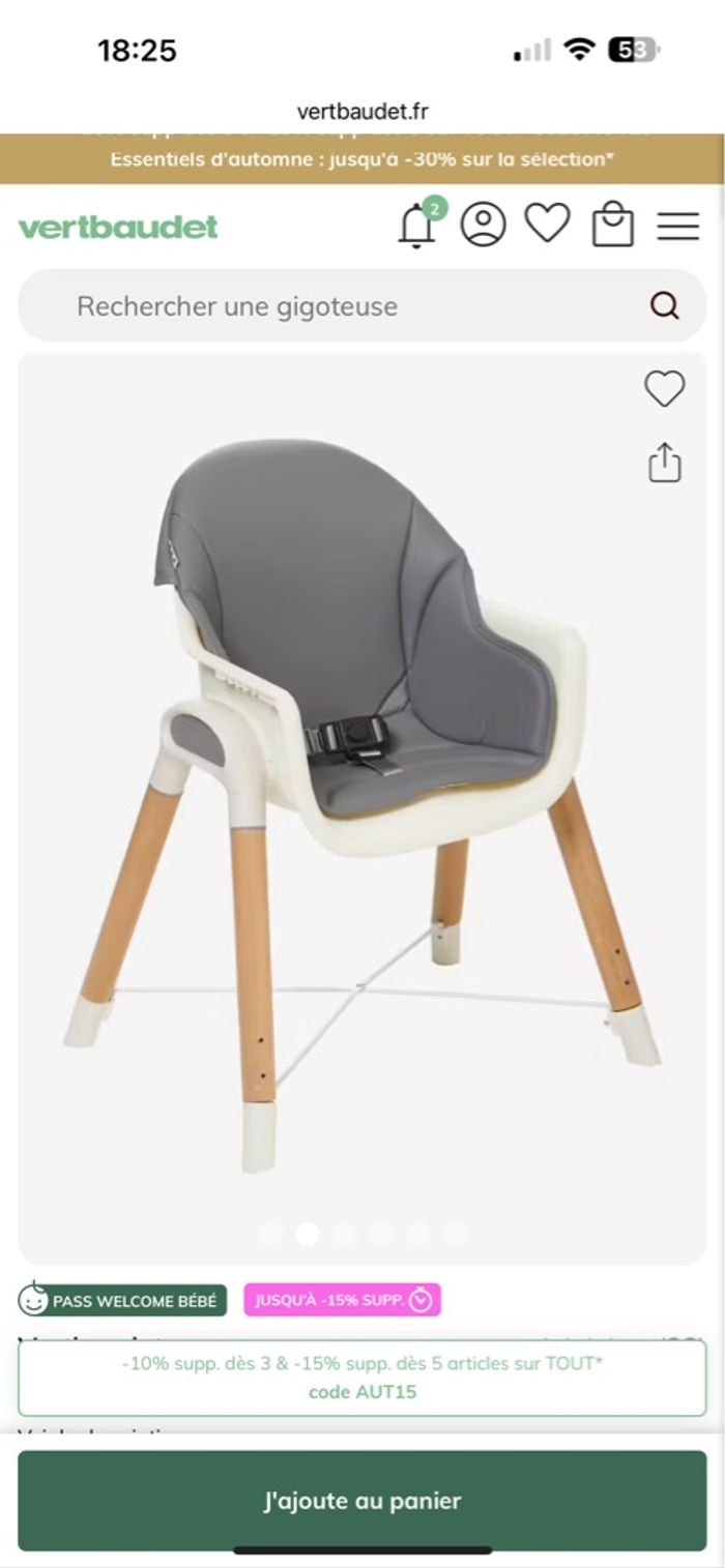 Chaise haute verbaudet évolutive - photo numéro 3