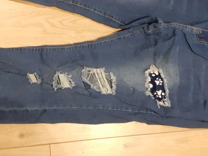 Jeans pour femme taille 4XL troués avec détails patte d'animaux - photo numéro 2