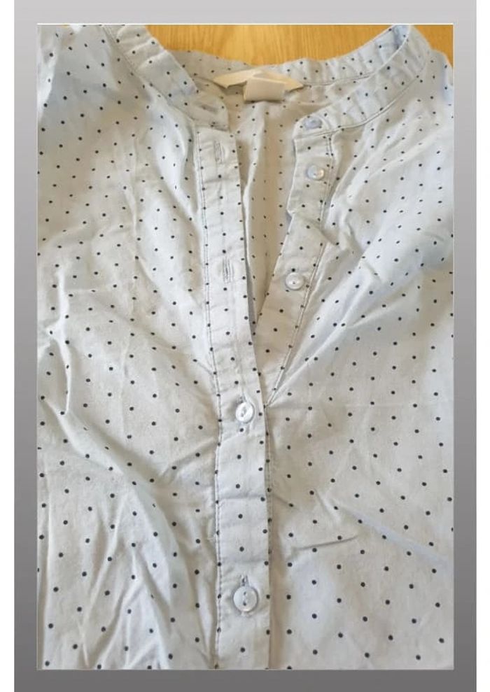 Chemisier femme H&M T38 bleu ciel à pois bleu marine - photo numéro 4