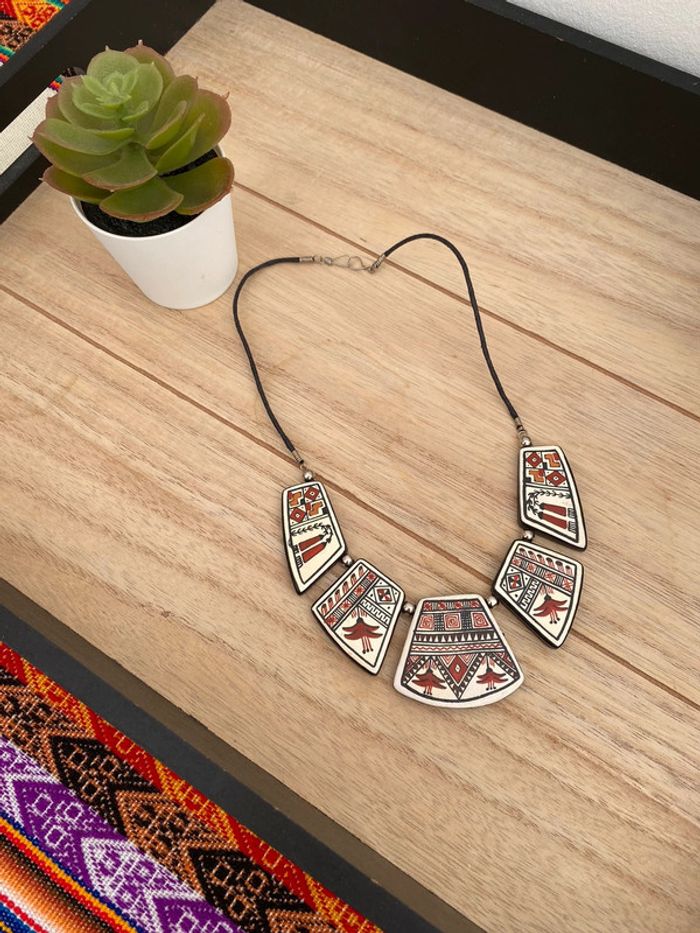 Lot 2 colliers céramique motifs Pérou - photo numéro 3