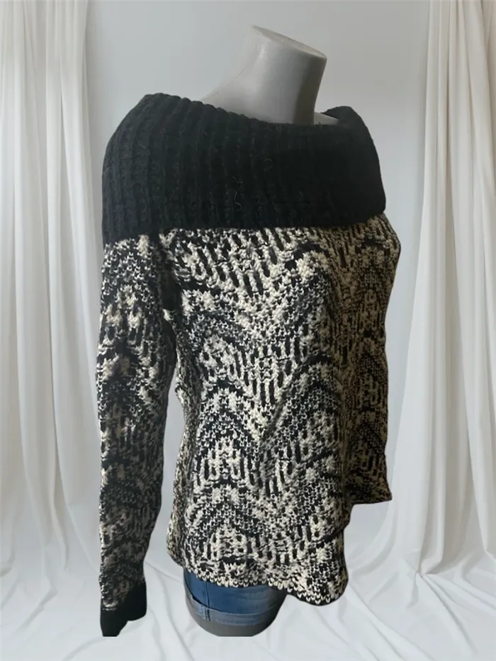 Pull Vintage Abercrombie & Fitch Noir et Blanc – Taille M 38 – Style Rétro - photo numéro 2