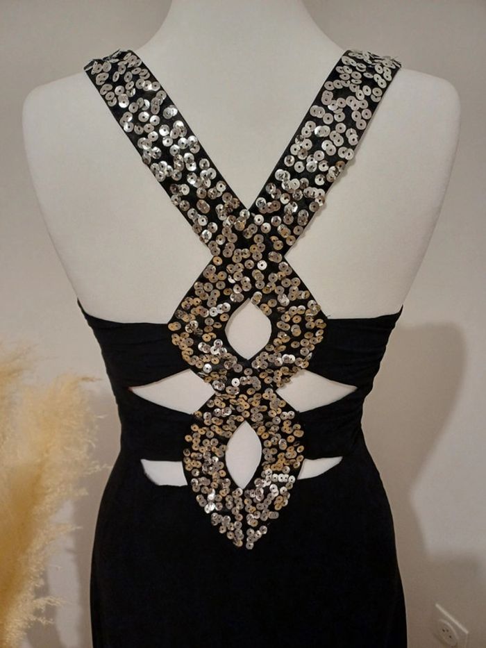 Robe longue noire de soirée/cocktail avec sequins Lipsy taille XS 34 - photo numéro 8