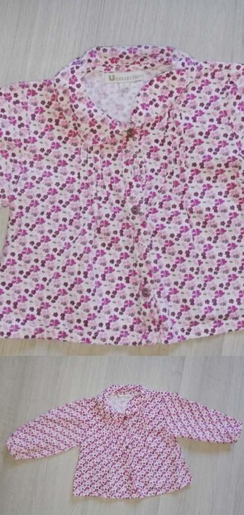 Chemisier Violet Micro-Fleurs Col Rond - U Collection - 6 mois