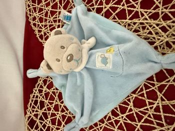Doudou plat carré ours bleu tortue TEX BABY
