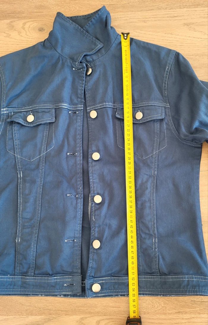 Veste en jean bleue pétrole Monoprix Taille 38 - photo numéro 10