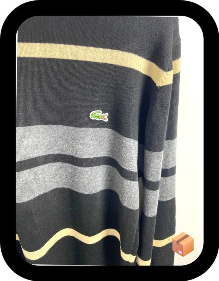 Pull Lacoste – Taille XXL – Noir, gris et beige – Très bon état - photo numéro 3