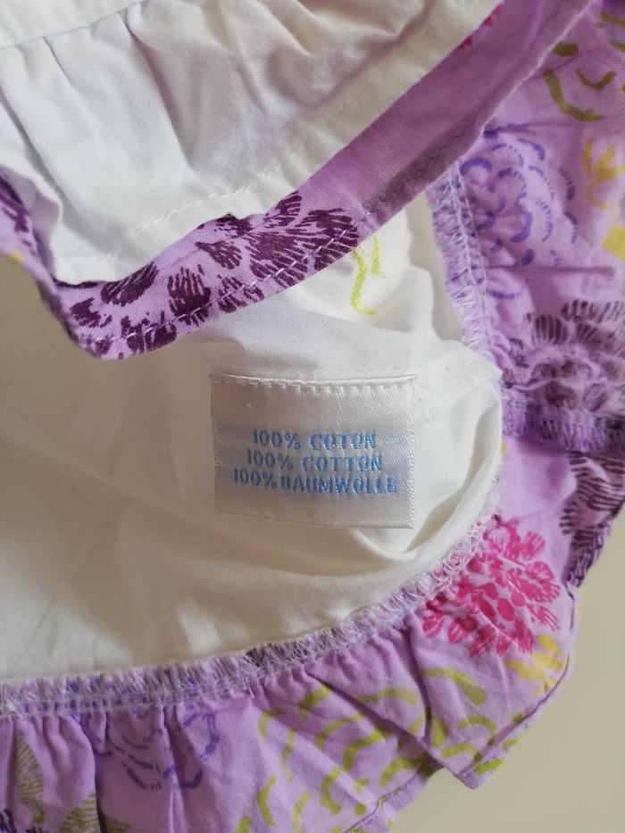 Robe d'été blanche et violette, 6 mois, Cadet Rousselle, en très bon état - photo numéro 8