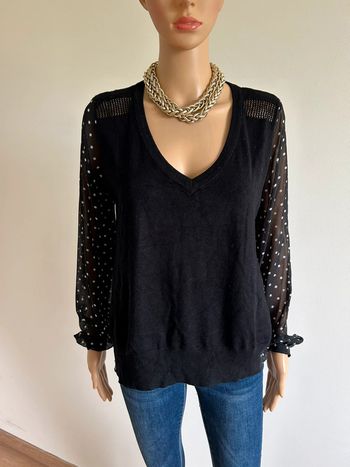 Pull noir à manches longues avec pois blancs Morgan taille S TBE