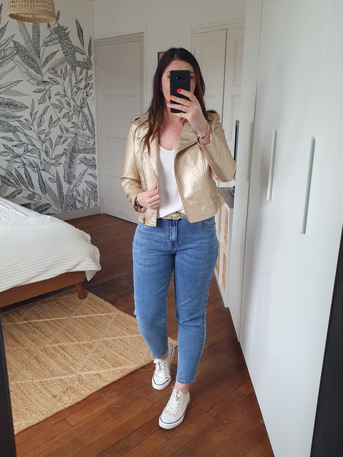 Perfecto simili cuir doré Dubai Taille XL - photo numéro 3