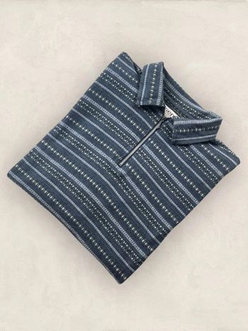 Polo manches longues, pull fin, bleu, S (687)