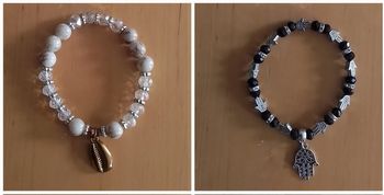 Lot 2 Bracelets noir argenté,blanc  taille unique