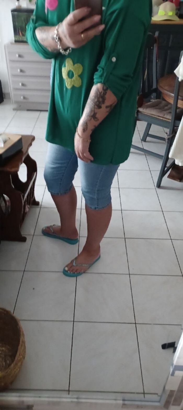 Très jolie blouse manches longues avec des fleurs femme T U - photo numéro 4