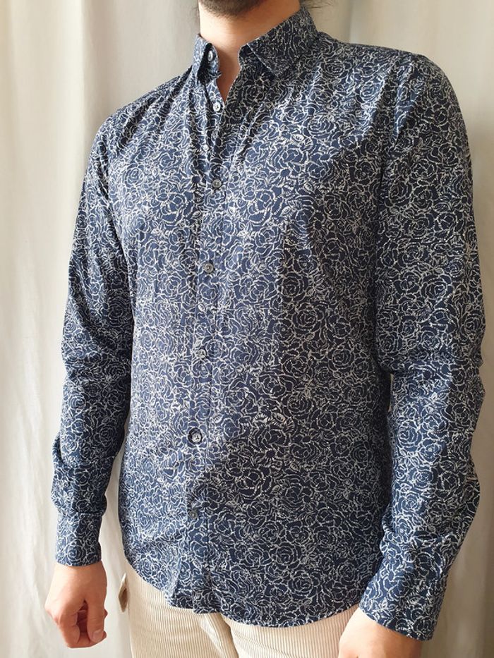 Chemise bleue à motifs easy slim - Brice - Taille M - photo numéro 2