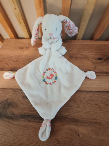 Lapin pommette liberty fleuris blanc