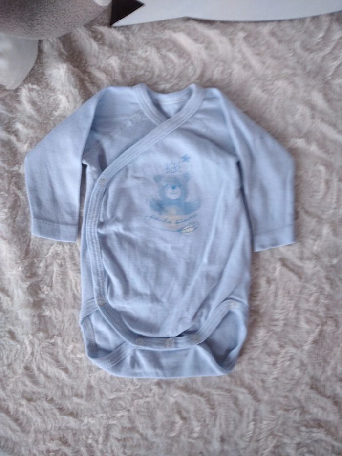 Body croisé manches longues Garçon 1 mois Ours Bébé poids plume Influx 100% coton bio - photo numéro 2