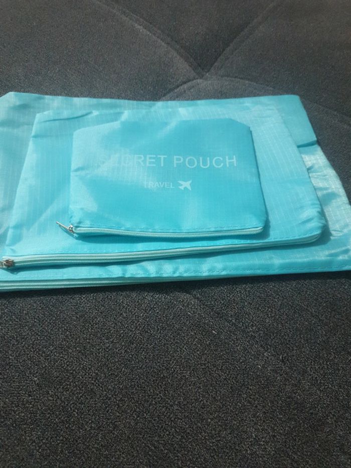 Neuf lot de 3 pochettes de voyage bleu - photo numéro 4