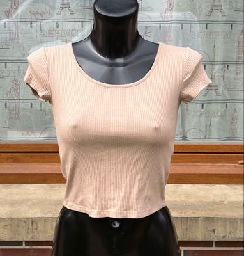 🧡 Crop top côtelé beige – Taille 32 LH