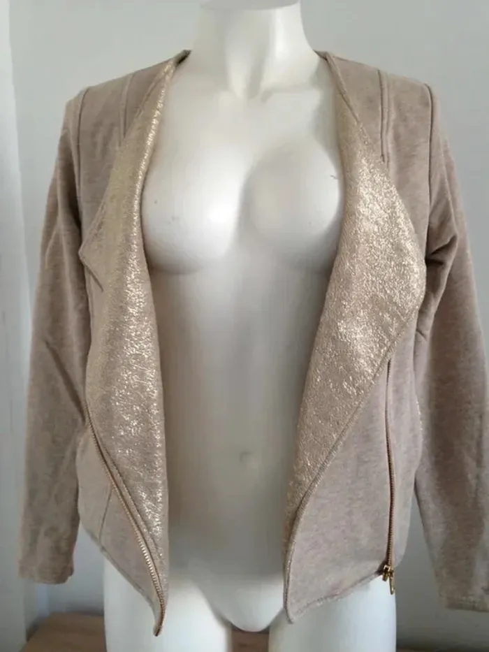Veste blouson col V zippé doré 34 Marie Sixtine - photo numéro 4