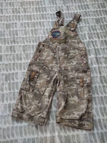 Salopette short bermuda beige militaire camouflage kidkanai 4 ans