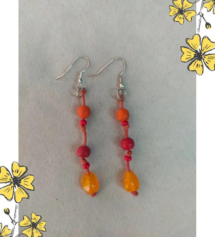 Boucles d’oreilles légères orange & rose – Fil coloré - photo numéro 4