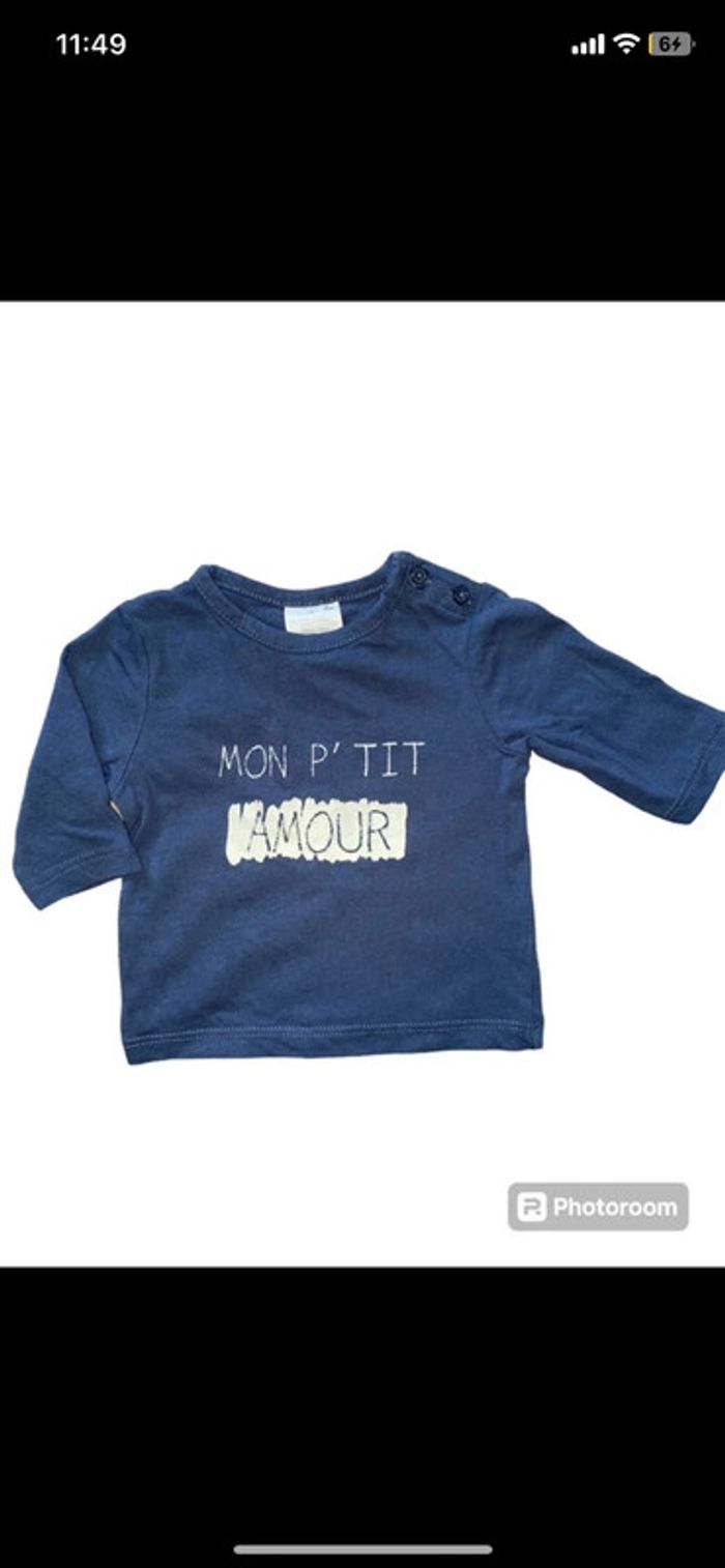 Lot 3 tee shirt longue manche 1 mois - photo numéro 3