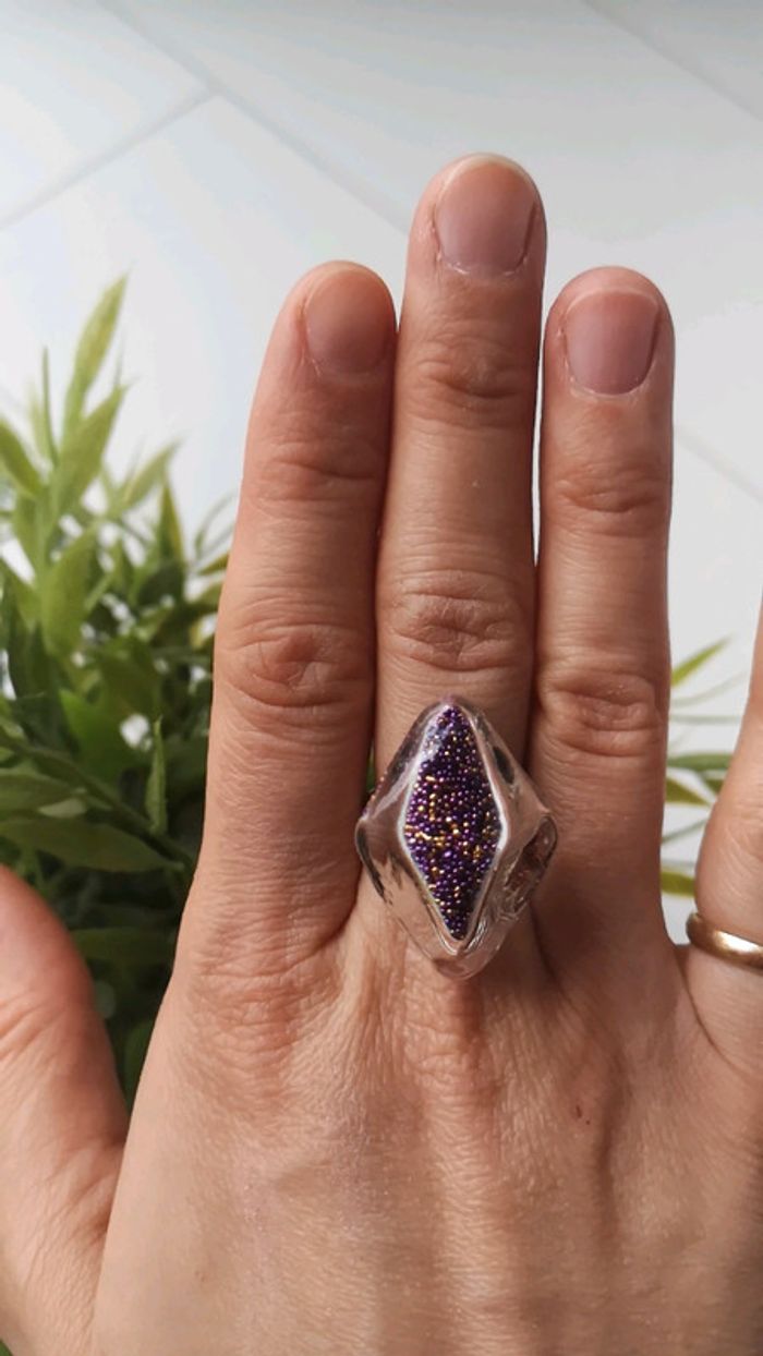 Bague microbilles violette - photo numéro 4