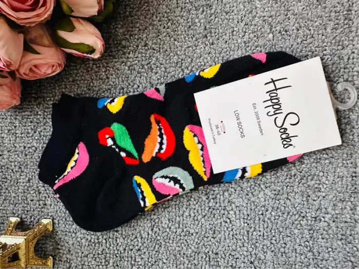 🧦 Chaussettes basses Happy Socks – motif bouches colorées