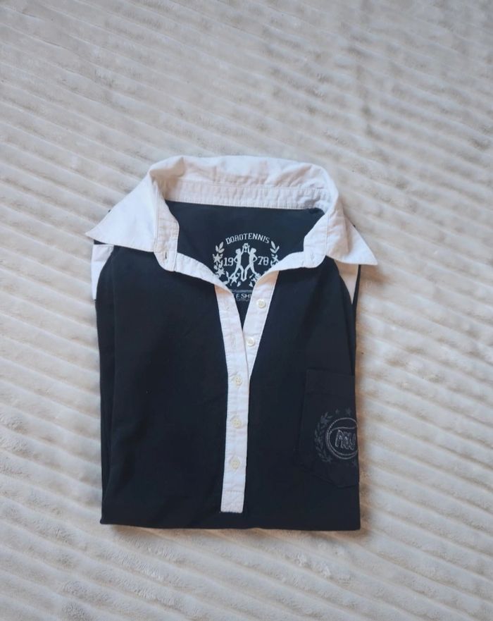 Haut noir Dorotennis Taille M – Col chemise blanc - photo numéro 7