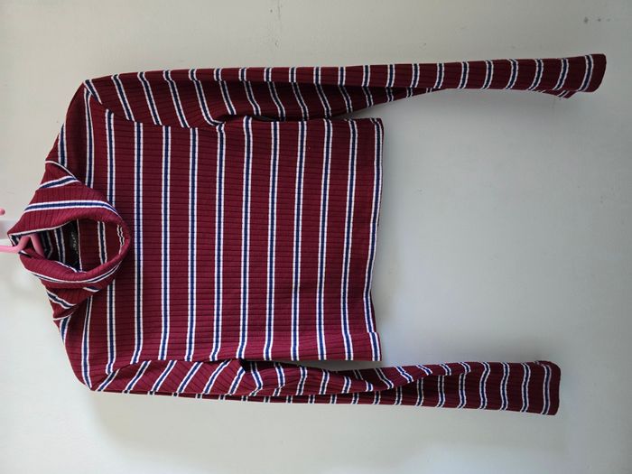 📌 Crop Top Col Roulé Rayé - photo numéro 4