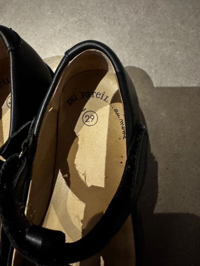 Ballerines en cuir avec serrage en scratch -  DPAM - Étoiles - Bleu marine - 29 - photo numéro 2