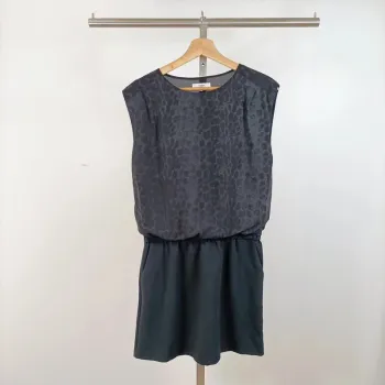 Robe noire fluide léopard ton sur ton Suncoo Paris taille T2 (M) A1082