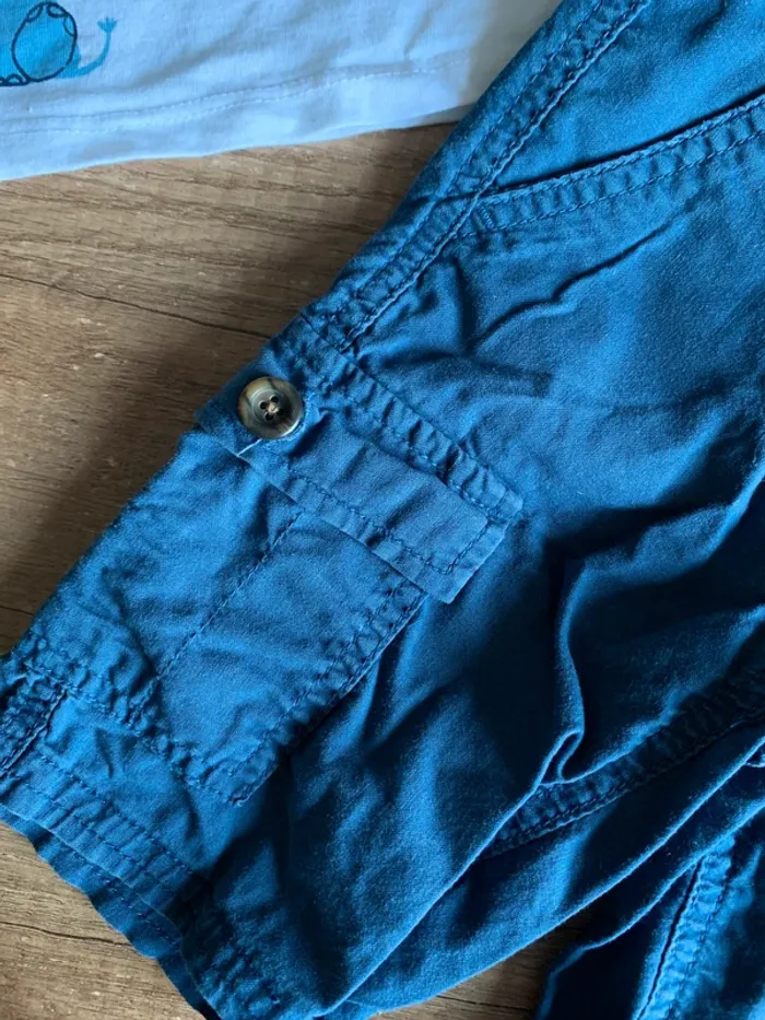 Ensemble 2 pieces été t-shirt mc short Kiabi mot d’enfant éléphant 3 ans parfait état - photo numéro 4