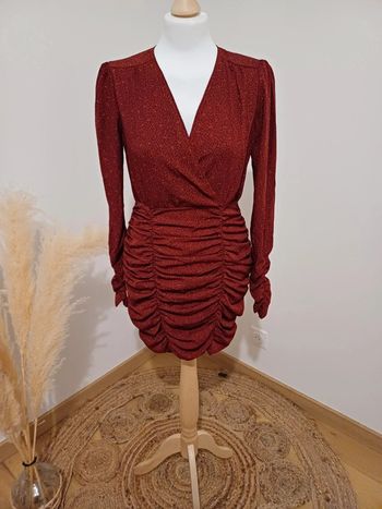 Robe chic rouge/bordeaux cache-coeur à motifs neuve L'olive Verte taille S/M 36/38