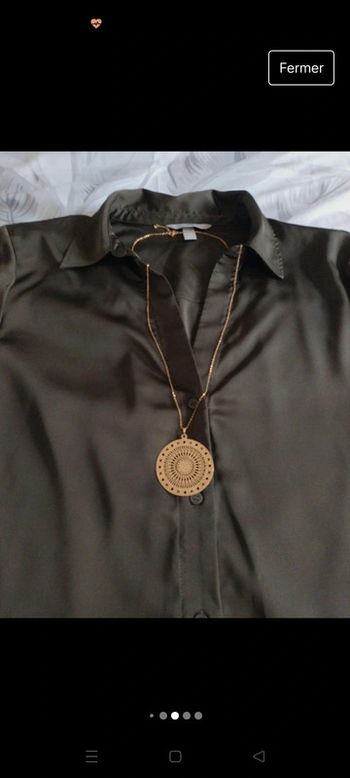 Chemise satinée de fête kaki