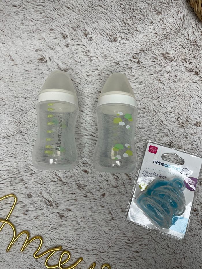 Lot de 2 biberons et tétine neuf - Aubert Concept - photo numéro 2