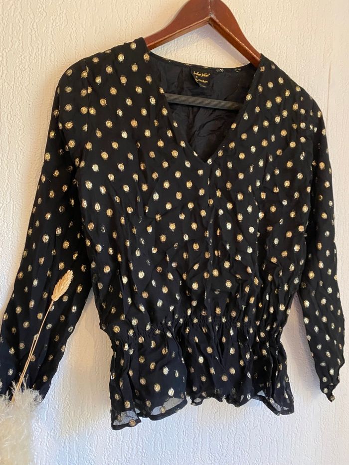 Blouse taille xs 34 noire et dorée boutique indépendante - photo numéro 2