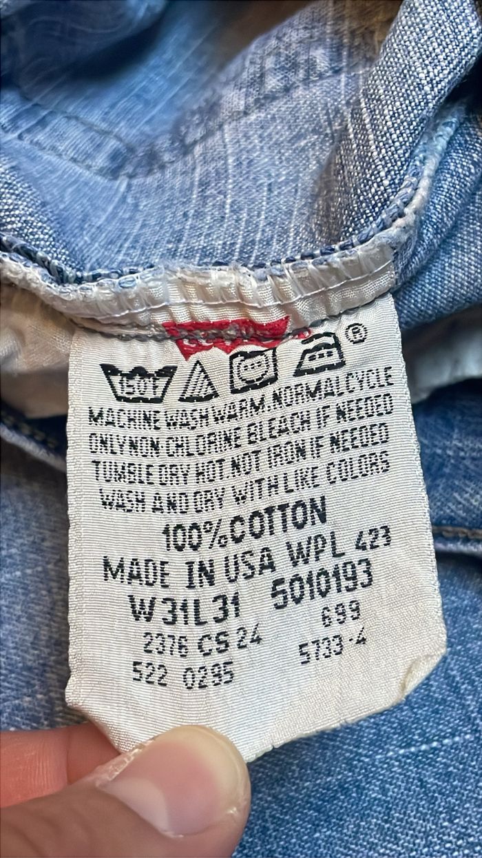 Jeans Levi's Vintage Taille 31 / 34 - Coupe Droite, Délavé Clair - photo numéro 7