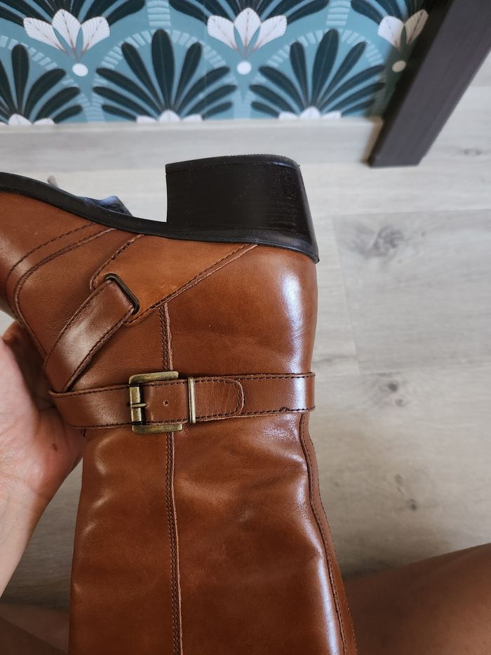 Bottes cuir marrons glacée La Halle - photo numéro 5