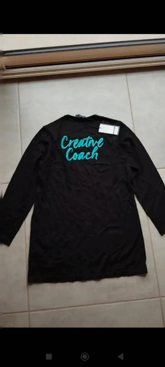 Grand gilet noir taille xxl avec écritures bleu femme - photo numéro 6