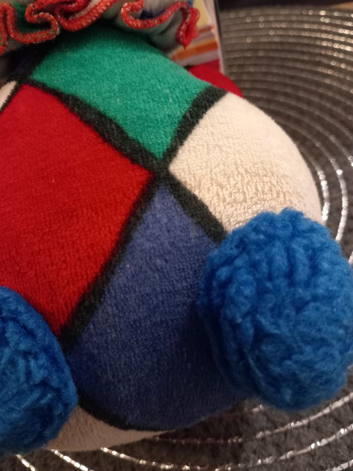 Peluche lapin boule arlequin vintage marque nounours a grelot - photo numéro 7