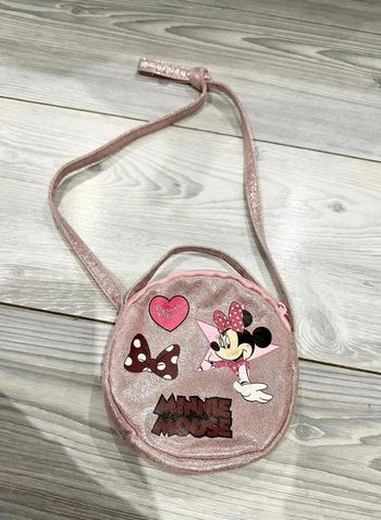 Petit sac à main bandoulière fille Minnie rose pailletée