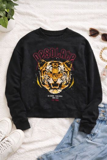Pull sweat noir taille S H&M tigre
